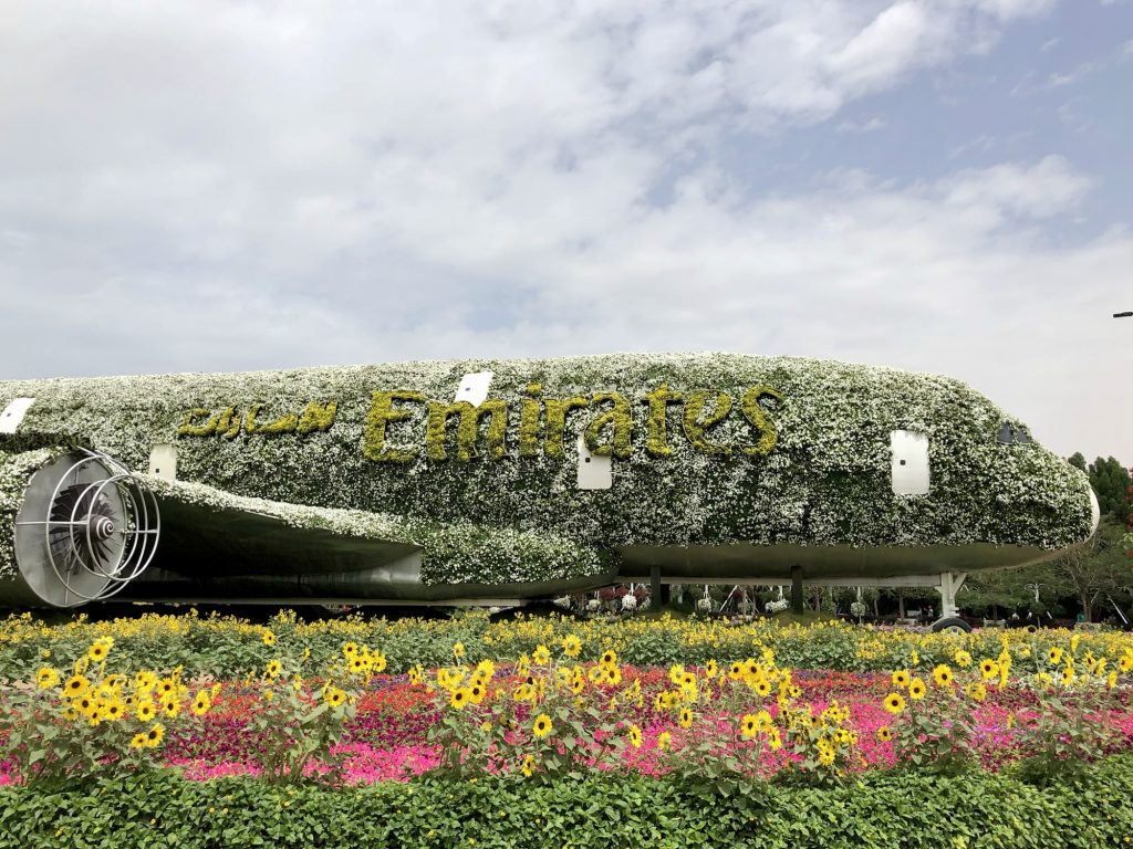 Beblümter A380 in Miracle Garden in Dubai