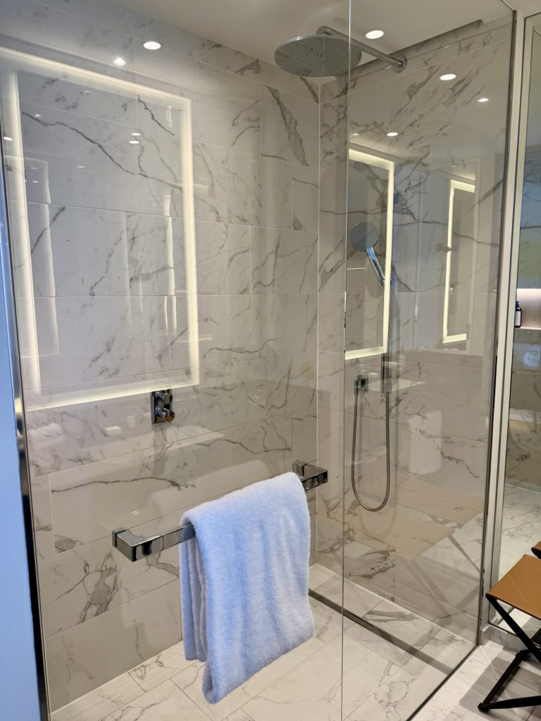 Dusche im King View Room im Andaz Vienna am Belvedere