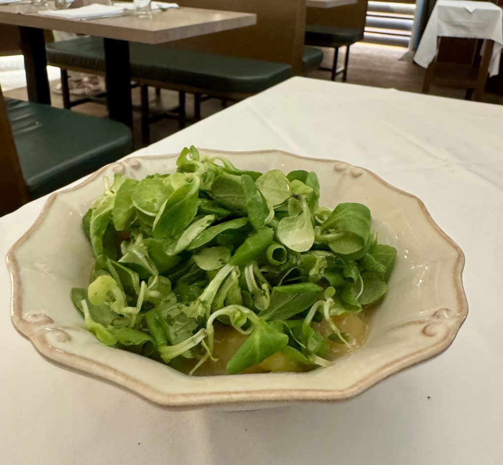 Erdäpfel-Vogerlsalat (Kartoffel-Feldsalat) in der huth Gastwirtschaft in Wien